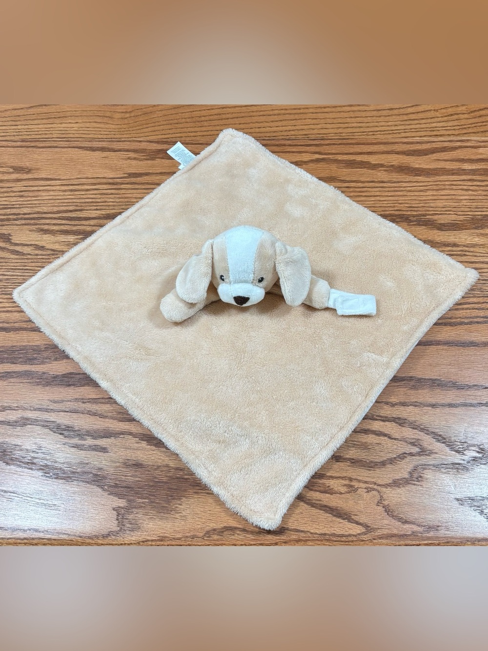 CARTERS Tan Puppy Dog Plush Security Blanket Lovey Pacifier Holder Loop 2018